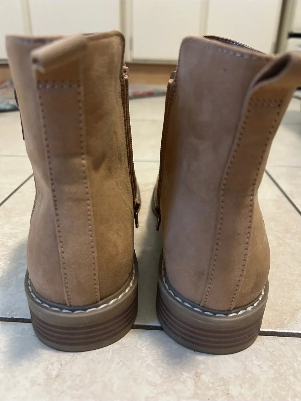 Universal Thread Tan Suede Side-Zip Ankle Boots
